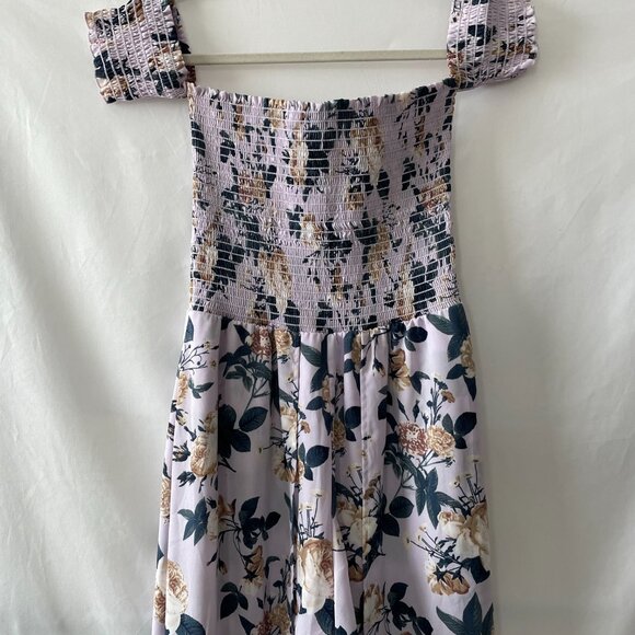 Altar'd State Womens Lavender Off The Shoulder Smocked Floral Maxi Romper Size S - Picture 3 of 11
